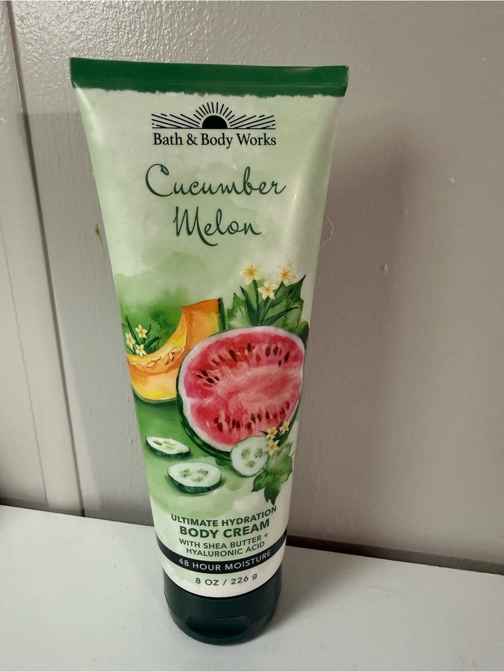 Bath & Body Works Cucumber Melon Body Cream - Green and Pink Artwork